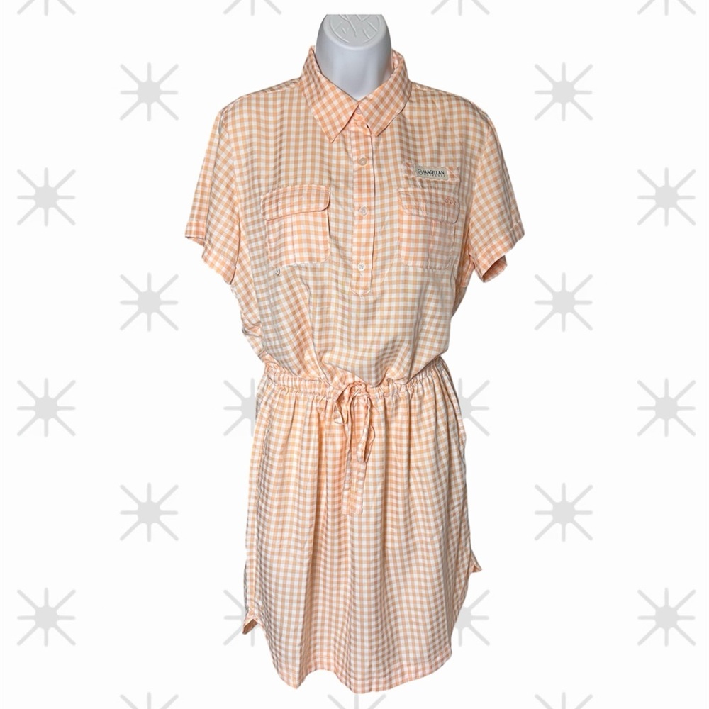 Magellan Like New outdoor peach gingham collard dress Size Large fishing outdoor